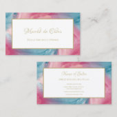 タイ – 染めピンクブルーパインタリーウォーターカラーブティック 名刺 (正面/裏面)