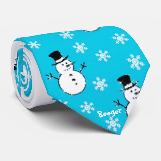 タイ-雪片の雪だるま ネクタイ (ロール)