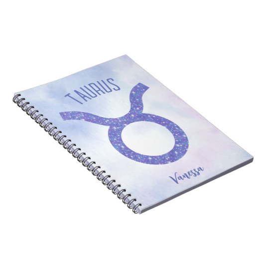 タウかわいらしラス星占いサインパパーソナライズされたープル ノートブック (右側)
