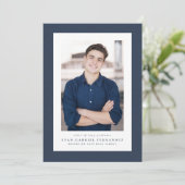 タウィードクラシックフレームシンプルネイビー写真卒業 案内状 (スタンド正面)