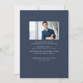 タウィードクラシックフレームシンプルネイビー写真卒業 案内状 (裏面)