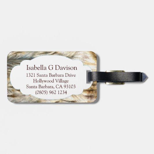 タウニフクロウ素晴らしアートバード名ラゲッジタグ ラゲッジタグ (裏面横)