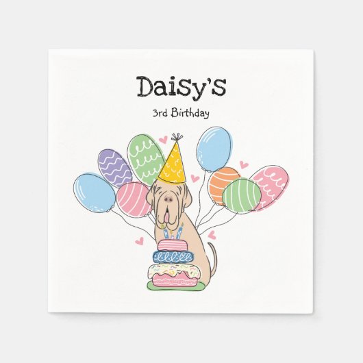 タウニーナポリ犬の誕生日パーティー スタンダードカクテルナプキン (正面)