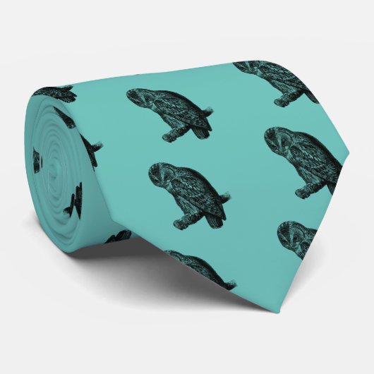 タウニーフクロウズオウルズバードヴィンテージウッド版木、銅版、版画 ネクタイ (ロール)