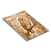 タウニーフクロウ桃の花ウィリアムモリスインスパイア ノートブック (右側)