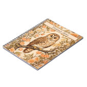 タウニーフクロウ桃の花ウィリアムモリスインスパイア ノートブック (左側)