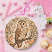 タウニーフクロウ桃の花ウィリアムモリスインスパイア ペーパープレート (パーティー)