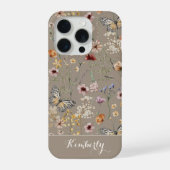タウペの水彩野の花模様の名前 iPhoneケース (裏面)