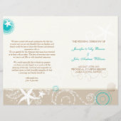 タウペアイボリーアクアビーチ結婚式バイフォールドプログラム (正面)