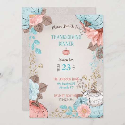 タウペアクアコーラルカボンプキントルコ 招待状 (正面/裏面)