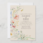 タウペウウォーターカラーワイルドフラワー結婚式招待状 招待状 (正面)