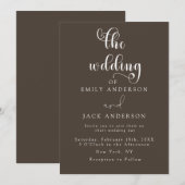 タウペエレガンスモダンシック結婚式招待状 招待状 (正面/裏面)