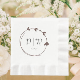 タウペシンプルハートリースモノグラム結婚ズ 縁ありランチョンナプキン