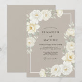 タウペソフトホワイトボタン wedding 招待状 (正面/裏面)