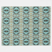 タウペティール(緑がかった色)アクアターコイズお尻ボヘミアンバリアート フリースブランケット (正面(横))