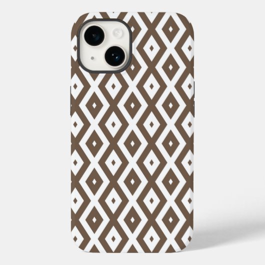 タウペブラウンとホワイトのダイヤモンド柄 Case-Mate iPhoneケース (裏面)