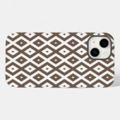 タウペブラウンとホワイトのダイヤモンド柄 Case-Mate iPhoneケース (裏面 (横))