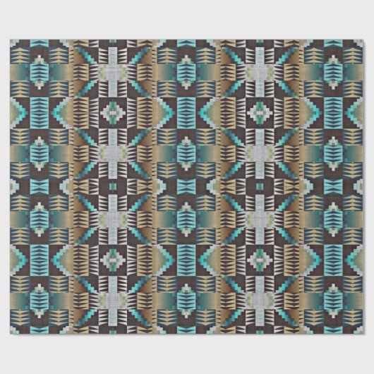 タウペブラウンベージュアクアターコイズブルートライダーアート ラッピングペーパー (フラット)