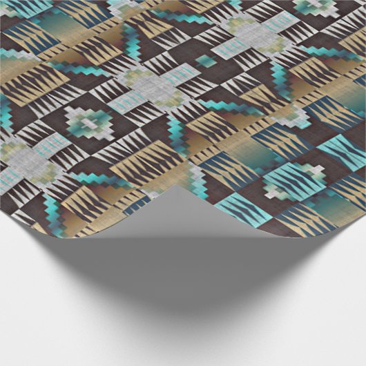 タウペブラウンベージュアクアターコイズブルートライダーアート ラッピングペーパー (角)