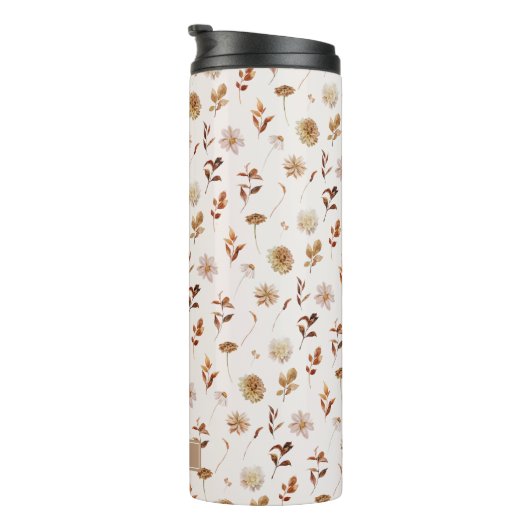 タウペブラウン秋水彩植物学モノグラムの タンブラー (回転右)