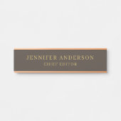 タウペブラウン&金ゴールドカラープロフェッショナルプレーンモダン サインプレート (正面)