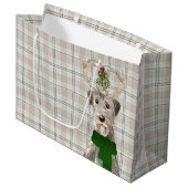 タウペプライドとアイリッシュウルフハウンドドッグフレンドホリデー ラージペーパーバッグ (正面アングル)