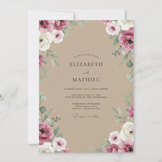 タウペプラムラナンキュラスユーカリウエディング 招待状 (正面)