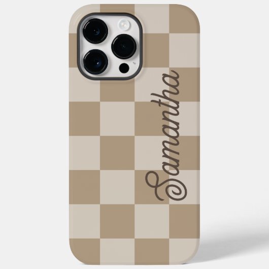タウペベージュのチェッカースクリプトネーム Case-Mate iPhoneケース (裏面)