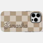 タウペベージュのチェッカースクリプトネーム Case-Mate iPhoneケース (裏面 (横))