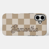 タウペベージュのチェッカースクリプトネーム Case-Mate iPhoneケース (裏面 (横))
