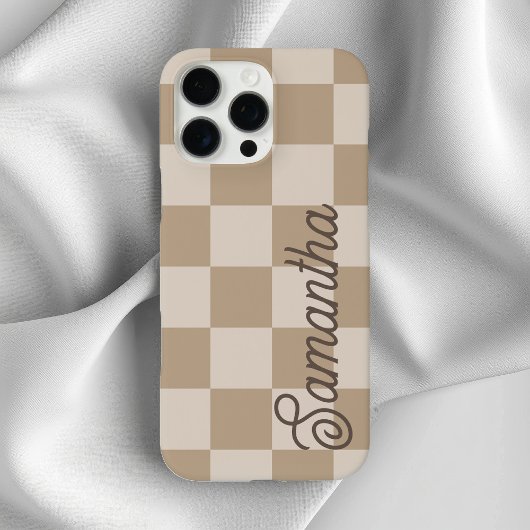 タウペベージュのチェッカースクリプトネーム Case-Mate iPhoneケース