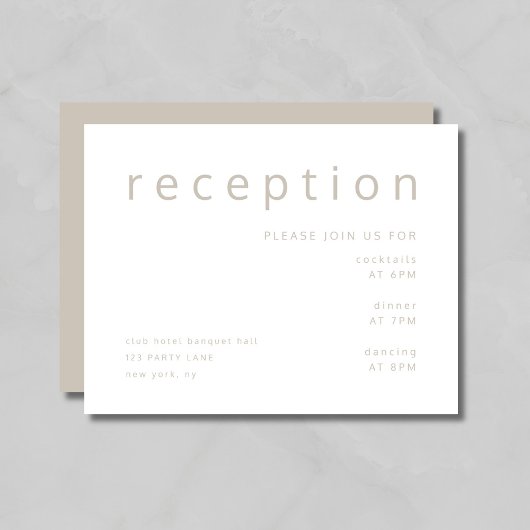 タウペベージュタイポグラフィエレガントウェディング披露宴 エンクロージャーカード