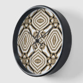 タウペベージュブラウン白黒ボヘミアンアートモチーフ 壁時計 (傾斜)