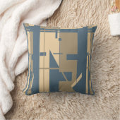 タウペベージュ石板ブルーサウスウエストアートルックモザイク クッション (ブランケット)