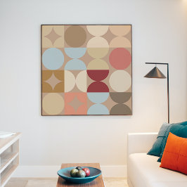 タウペベージュ赤面ピンクライトブルーレトロアート ポスター