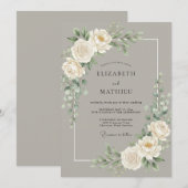 タウペホワイトペオニーの結婚式 招待状 (正面/裏面)