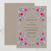 タウペマゼンタポピーの結婚式 招待状 (正面/裏面)