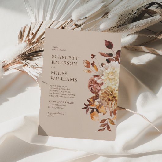 タウペモダン秋テラコッタフローラ結婚ズ 招待状