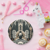 タウペモチャアイボリーペンギンの森と円弧木 ペーパープレート (パーティー)