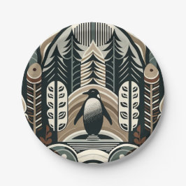 タウペモチャアイボリーペンギンの森と円弧木 ペーパープレート