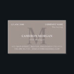 タウペモノグラムのプロフェッショナル 名刺<br><div class="desc">Taupeモノグラムのに対するベージュフォントとイニシャル上のあなたの名前、タイトル、および情連絡報を持つ片端のビジネスカード。</div>