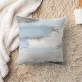 タウペ石板ブルー抽象芸術ブラシストローク クッション (ブランケット)