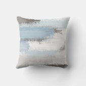 タウペ石板ブルー抽象芸術ブラシストローク クッション (裏面)