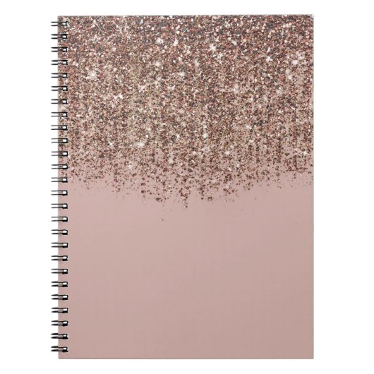 タウペ赤面ピンクブロンズバラ金ゴールドグリッターグラム ノートブック (正面)