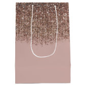 タウペ赤面ピンクローズブロンズ金ゴールドグリッターグラム ミディアムペーパーバッグ (裏面)