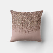 タウペ赤面ピンクローズ金ゴールドブロンズグリッターカスケード クッション (裏面)
