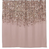 タウペ赤面ピンクローズ金ゴールドブロンズグリッターグラム シャワーカーテン (正面)