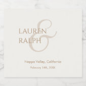 タウペ&アイボリーカップモノグラム スパークリングワインラベル (シングルラベル)