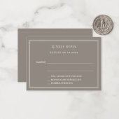 タウペ アイボリー ウェディング 返信 RSVP ノートカード (正面/裏面インサイチュ)