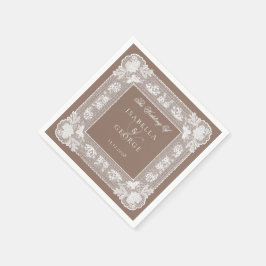 タウペ ドイリー アンティーク レース モダン ウェディング スタンダードカクテルナプキン
